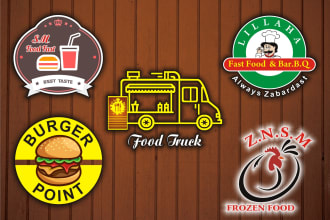 do design fast food, pizza, burger, bbq, coffee logo