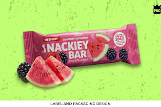 design food packaging, protein bar, snack bar label design and packaging design