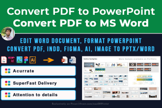 convert PDF to powerpoint, PDF to word, editable PPT, pptx or ms word formatting