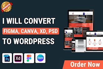 convert figma , canva, psd , xd design to wordpress using elementor , divi acf