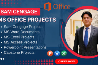 do microsoft office, sam cengage, word, excel, and access projects