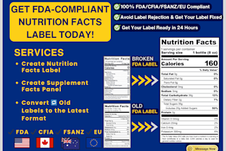 customize an fda compliant nutrition facts label for you