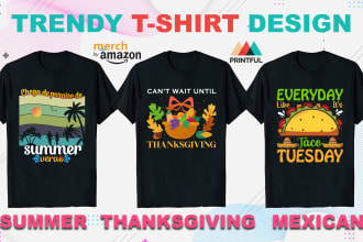 do trendy custom tshirt design for your pod business within 24 hours
