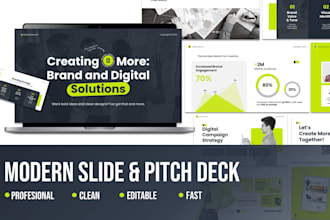 design a powerpoint pitch deck presentation in modern slides