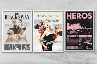 create vintage, brutalism, retro ads advertisement posters or flyers