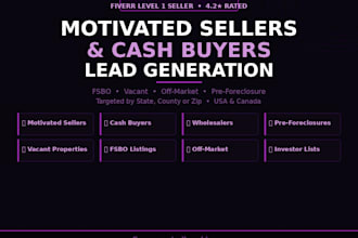 pull motivated seller, cash buyer, fsbo, vacant off market property lead lists