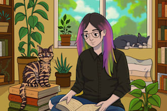draw for you anime illustration in cute lofi art style