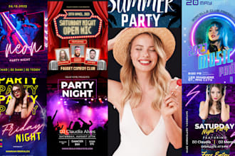 design hip hop flyer, music, night club, dj flyer or poster in 3 hrs