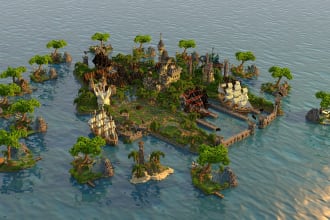 create 3d render for minecraft build, pictures or video