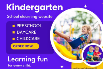 create kindergarten, preschool, childcare, daycare in wordpress or squarespace