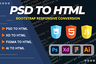 convert figma to HTML, xd to HTML, PSD to HTML css bootstrap 5 responsive