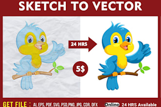 convert sketch to vector illustration, redraw logo or images