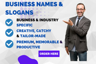 create top selling, catchy, memorable, and premium business names and slogans