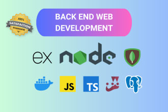 do back end development with typescript, node js, express, mongodb, postgre sql
