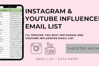 find you top targeted instagram and youtube email influencer email list
