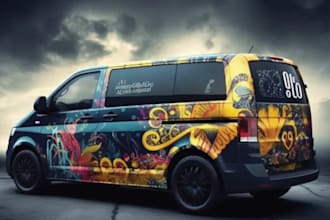 do vehicle wrap, car wrap, van wrap design box wrap windscreen, decal, hood door