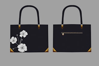 design hand bags technical flat sketch with tech pack