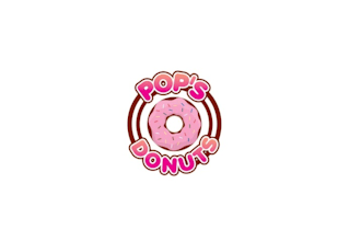 design acknowledged and trusted pops donuts logo