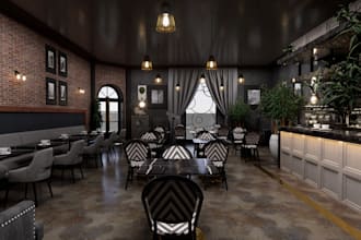 do realistic 3d interior rendering of restaurants, cafes, shops, popups,stores