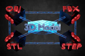 convert 3d file format to another extension, glb, fbx, obj, stl, step and more