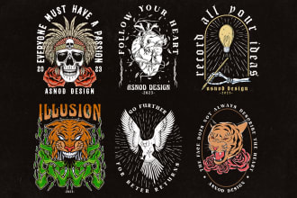 make a vintage illustration design on a tshirt