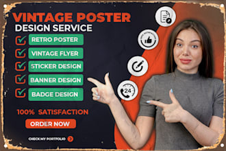 do retro vintage poster flyer banner and sticker design