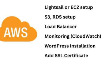 setup AWS lightsail or ec2, s3, rds or other AWS services