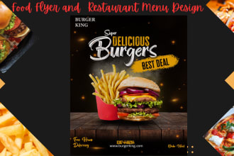 design restaurant and food menus, food flyers, and instagram ads