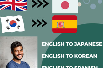 translate english to japanese,korean,and spanish