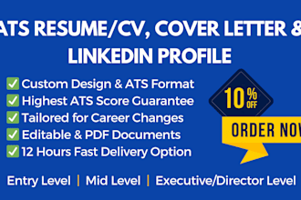write professional ats resume, cv, cover letter and optimize linkedin profile