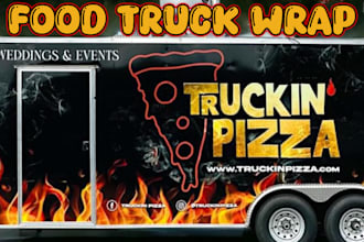 make unique food truck design, trailer wrap design, vehicle wrap, car wrap
