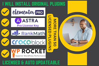 install elementor pro, astra pro wp rocket rank math pro wpml crocoblock plugin