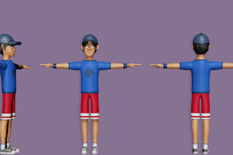 design 3d low poly character and animations for game