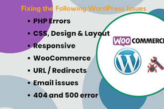 fix woocommerce, wordpress, PHP, HTML, CSS, and mysql issues