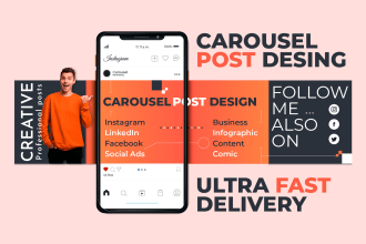 design attractive carousel instagram, linkedin, facebook ads post, fb ads story