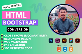 convert figma to HTML PSD to HTML xd to html using bootstrap, sass
