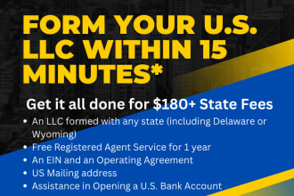 get you an US llc including wyoming or delaware with ein and US bank account