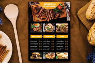 design food menu, flyer poster, brochure and any price list