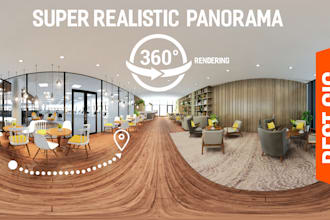 do gorgeous 360 panorama rendering for interior or exterior