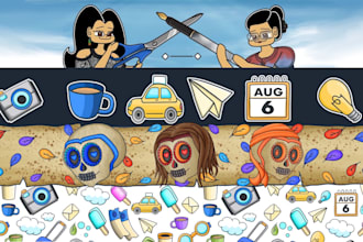 draw a cartoon banner plus avatar for your youtube channel