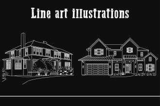 draw line art sketch of your house or wedding venue drawing