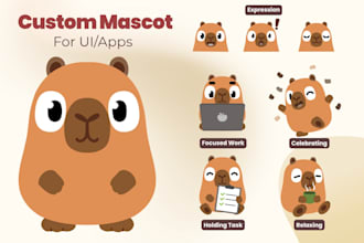 make cute brand mascot vector character 2d flat illustration