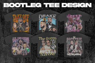 custom a vintage 90s graphic bootleg style rap tee design