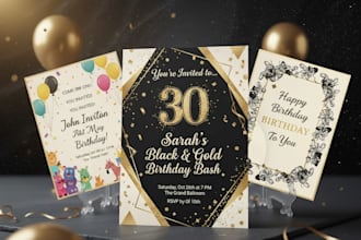 digital kids birthday invitation card design