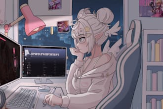 draw an aesthetic lofi style anime illustration