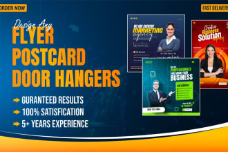 design business flyer, brochure, door hanger, postcard, rack card, roll up
