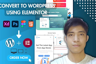 convert xd, PSD, figma, HTML to wordpress using elementor