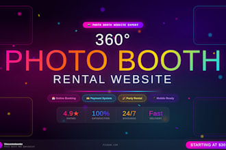 design a 360 photo booth and party rental website with online booking system