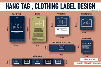 design luxury hang tag, neck label, clothing labels in 2 hours