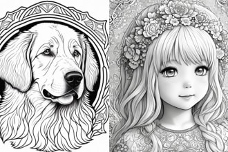 draw coloring book pages and lineart for adults and children
